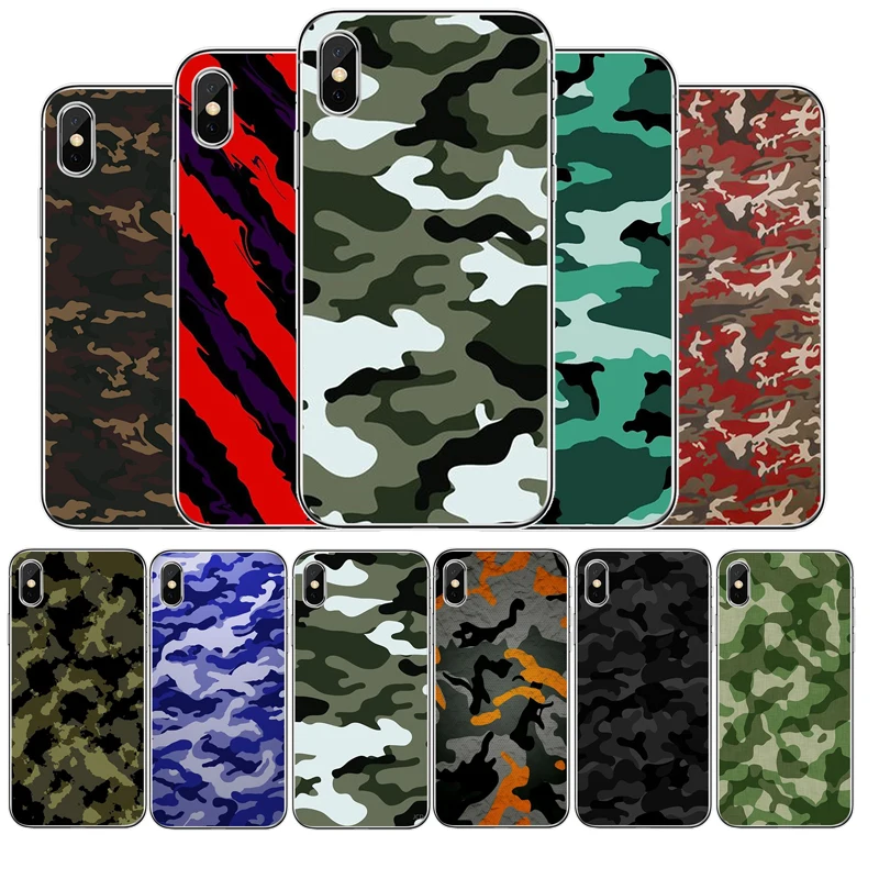 Армейский зеленый Камуфляжный силиконовый чехол для телефона iphone 11 Pro MAX 5 6 7 8 9 10 X
