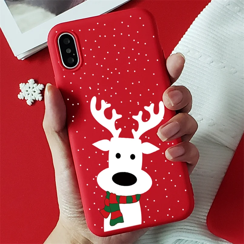 Красный матовый Рождественский Мягкий ТПУ чехол s для iPhone 7 8 6 6S Plus 10 11 Pro XS Max X XR XS чехол для iPhone 7 Plus чехол для телефона - Цвет: luweijin