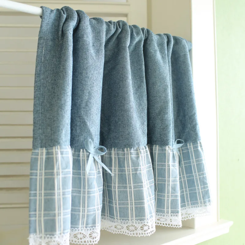 Light Luxury Chenille Pure Stitching Lattice American for Living Room Bedroom Balcony Short Curtain Half Head | Дом и сад