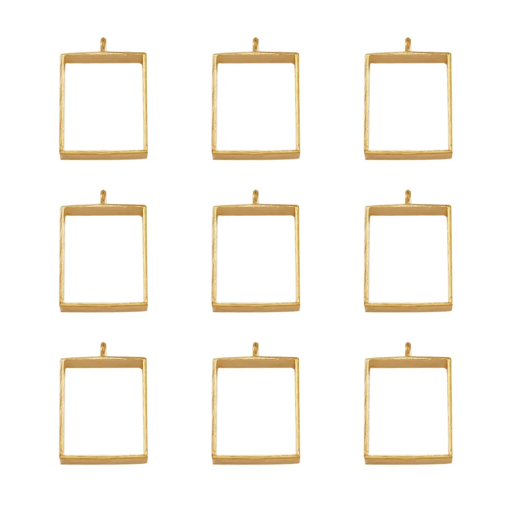 

10pcs Alloy Open Back Bezel Big Pendants Rectangle Pressed Flower Frame Charm For DIY UV Epoxy Resin Jewelry Making Accessories