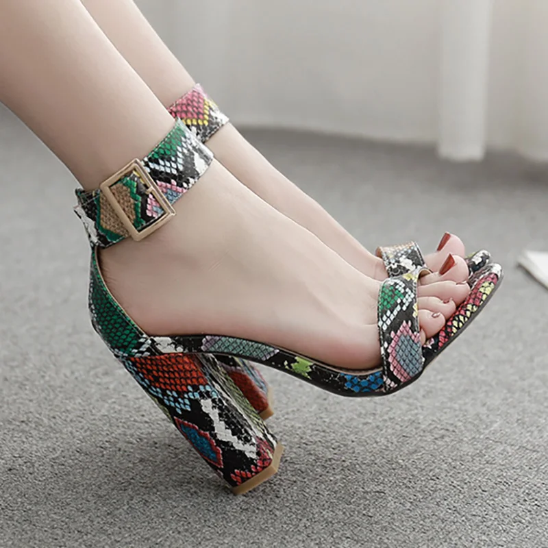 

Women Sandals Snake High Heels Women Shoes Pumps Ankle Buckle Shoes Peep Toe Ladies Sexy Fashion Sandals Summer Heels Pumps