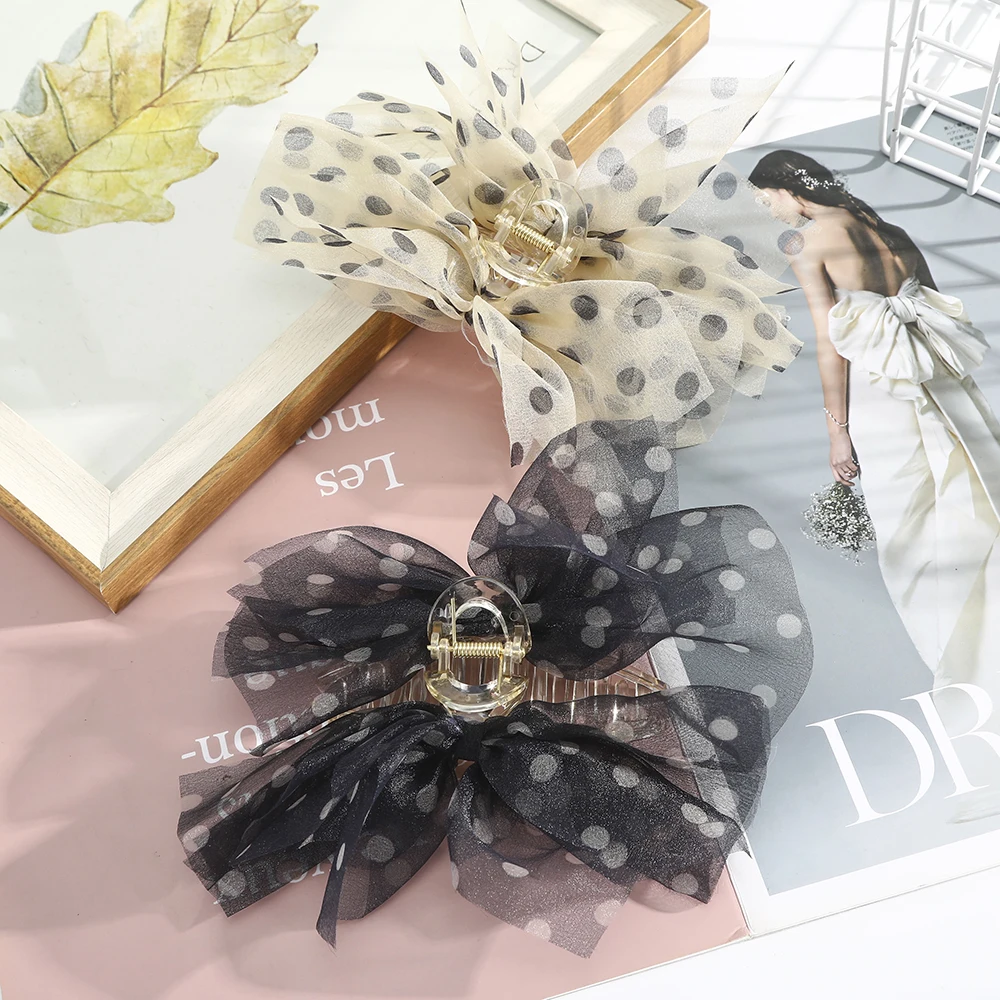

Ribbon Bow Hair Claws Fashion Hair Accessories Women White Lace Flower Hair Clip Letter Streamer Hair Pins Elegant Headwear