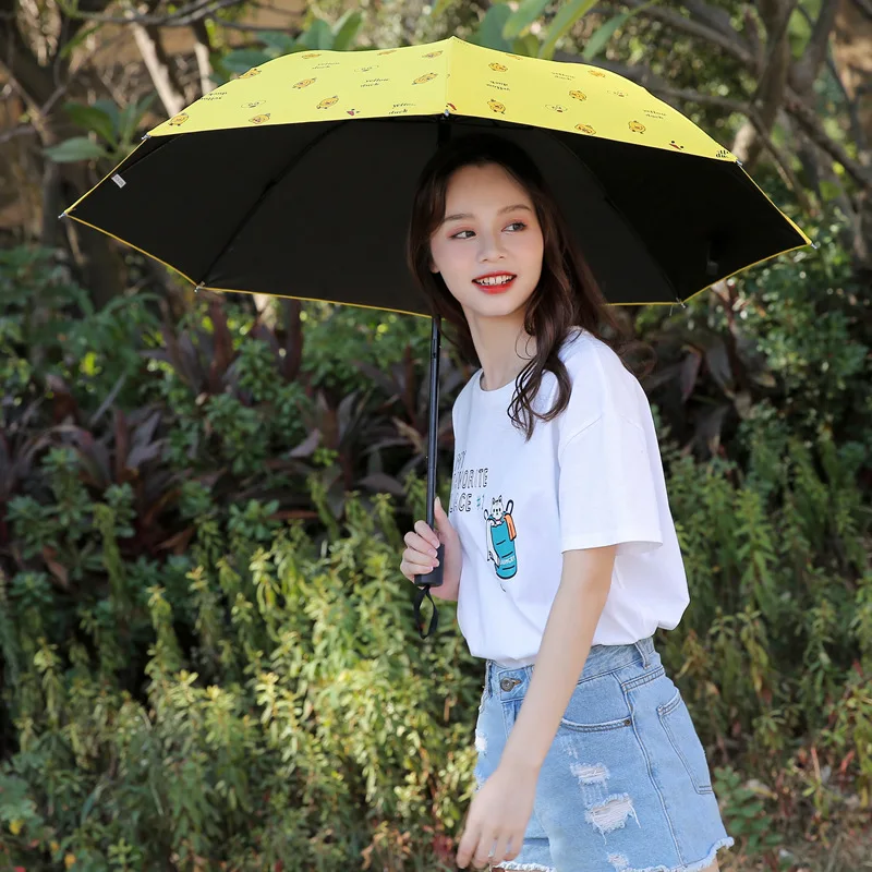 

Sunny Rain Folding Vinyl Sunshade Sun Umbrella Sunscreen Fruit Pattern Fully Automatic Umbrella Summer Umbrella Pongee