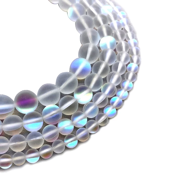 Круглые бусины с белым морозным лунным камнем матовые хрустальные 6 8 10 12 мм