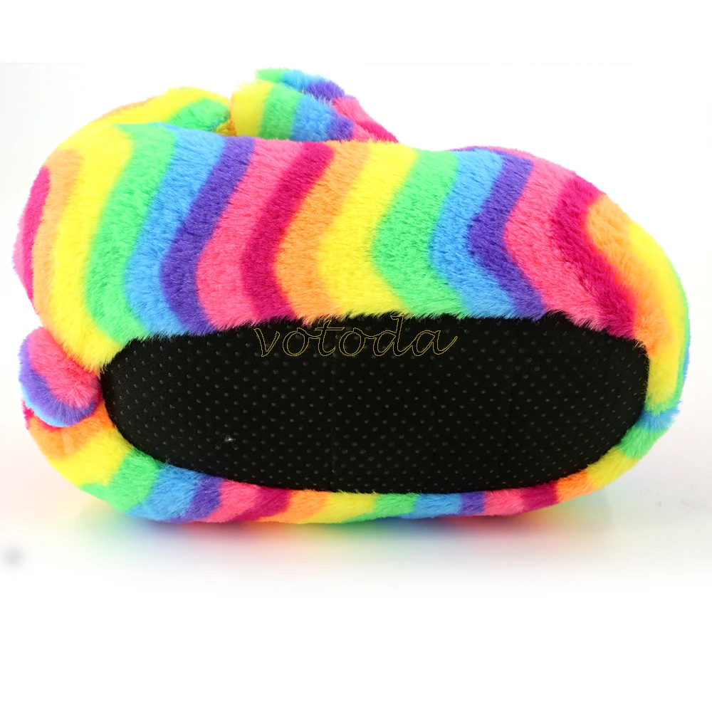 Teddy Bear Slippers Women Cute Cartoon Slides Furry Warm Soft Shoes Home Non-slip Cotton Flip Flops Rainbow Teddies Bear Slipper best house slippers