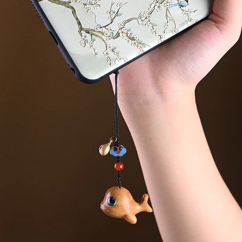 

Chinese element ebony wood carving mobile phone pendant cute pendant mobile phone chain women net celebrity creative small gifts