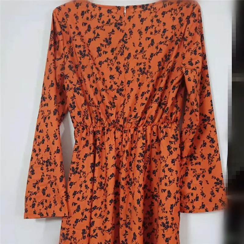 Новинка 2019 мини платье с длинным рукавом и цветочным рисунком женское осеннее