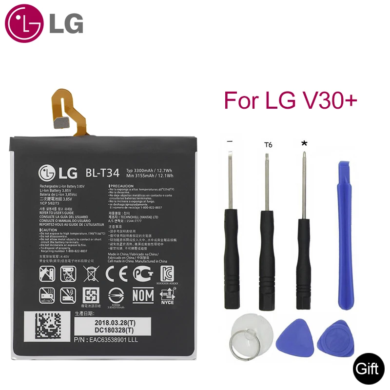 LG оригинальная замена телефон Батарея BL-T9 для LG Nexus 4 5 LG V30 для LG Optimus G Pro LG Leon L50 BL-T5 BL-T34 BL-48TH BL-41ZH - Цвет: BL-T34 For LG V30