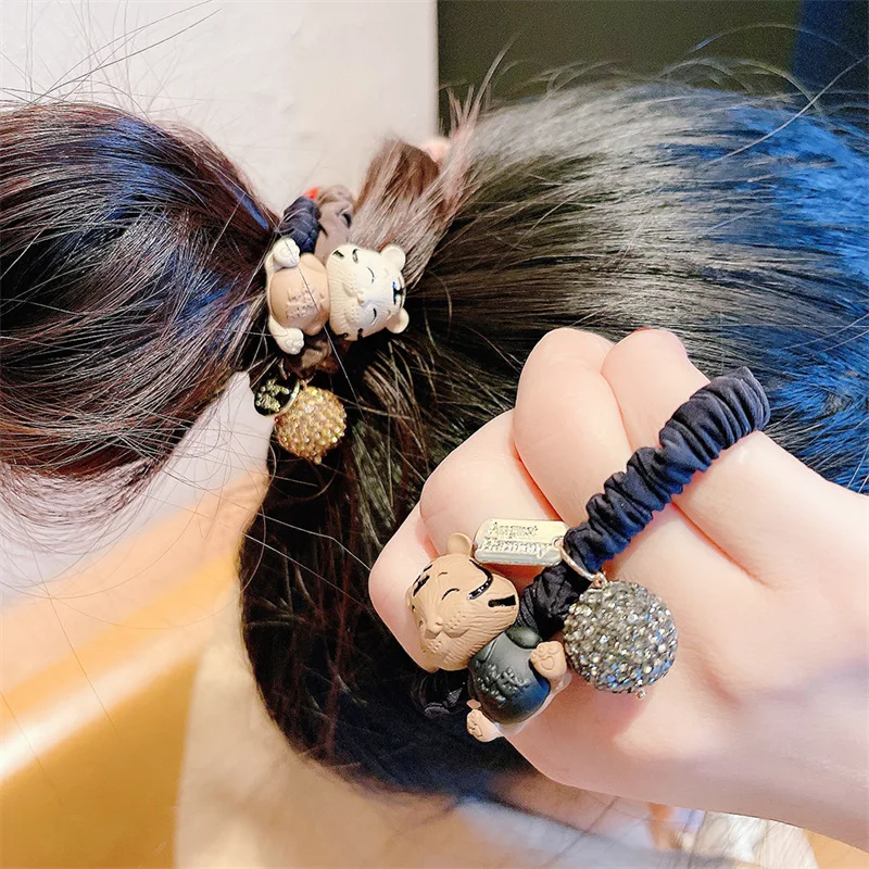 

Hair Rope Rubber Band For Women Tie Hair Ponytail Holder Elastic Hair Ropes Outdoor Travel Shiny Rhinestone Hair Decoration