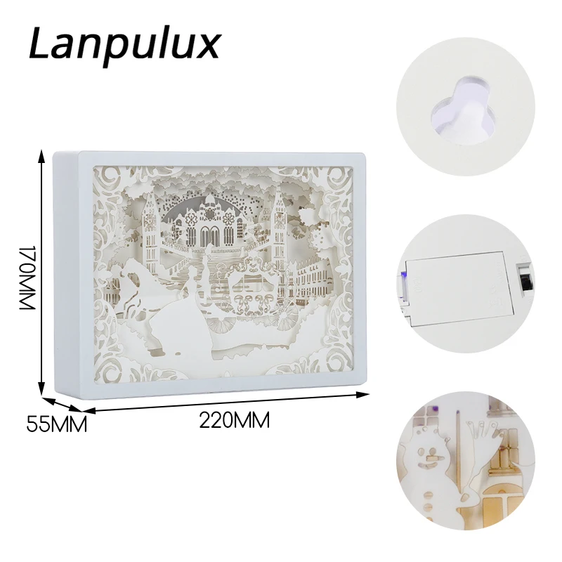Lanpulux бумажный резной Ночной светильник DIY ручной работы 3D Бумажная скульптура лампа креативный Декор для спальни подарок на Рождество, Хэллоуин