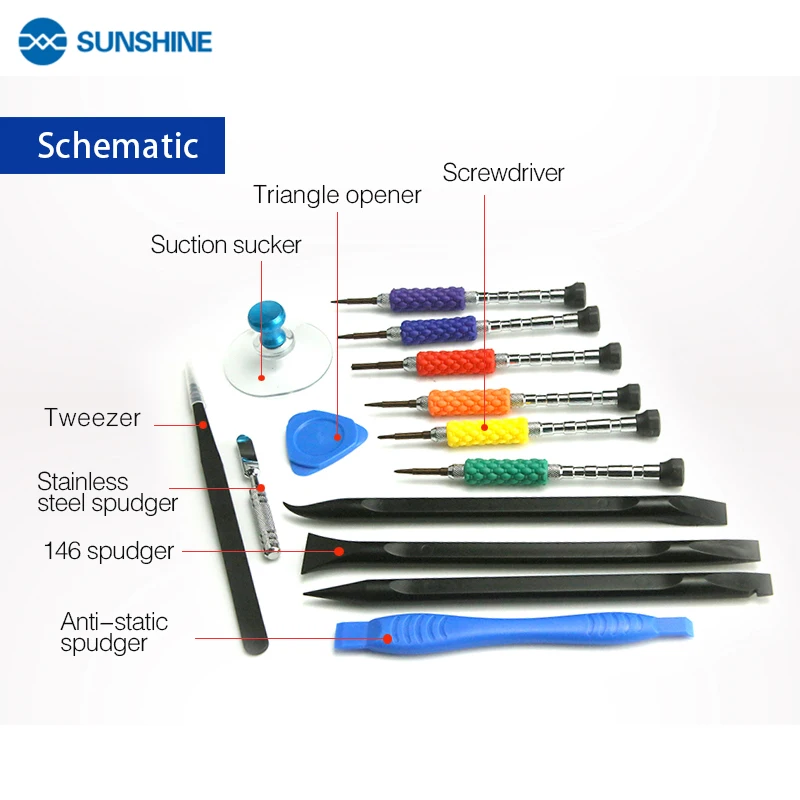 

6PCS SUNSHINE SS-5115 Tools Precision Screwdriver Set Mobile Screen Repair Kit Hands Tools for IPhone 5S 6 6S 7 forHUAWEI XIAOMI