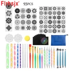 93 шт.компл. набор инструментов для вырезания мандалы сделай сам, набор точек для тиснения, ручки для вырезания, кисть, акриловые стержни, инструменты для рисования, сумка