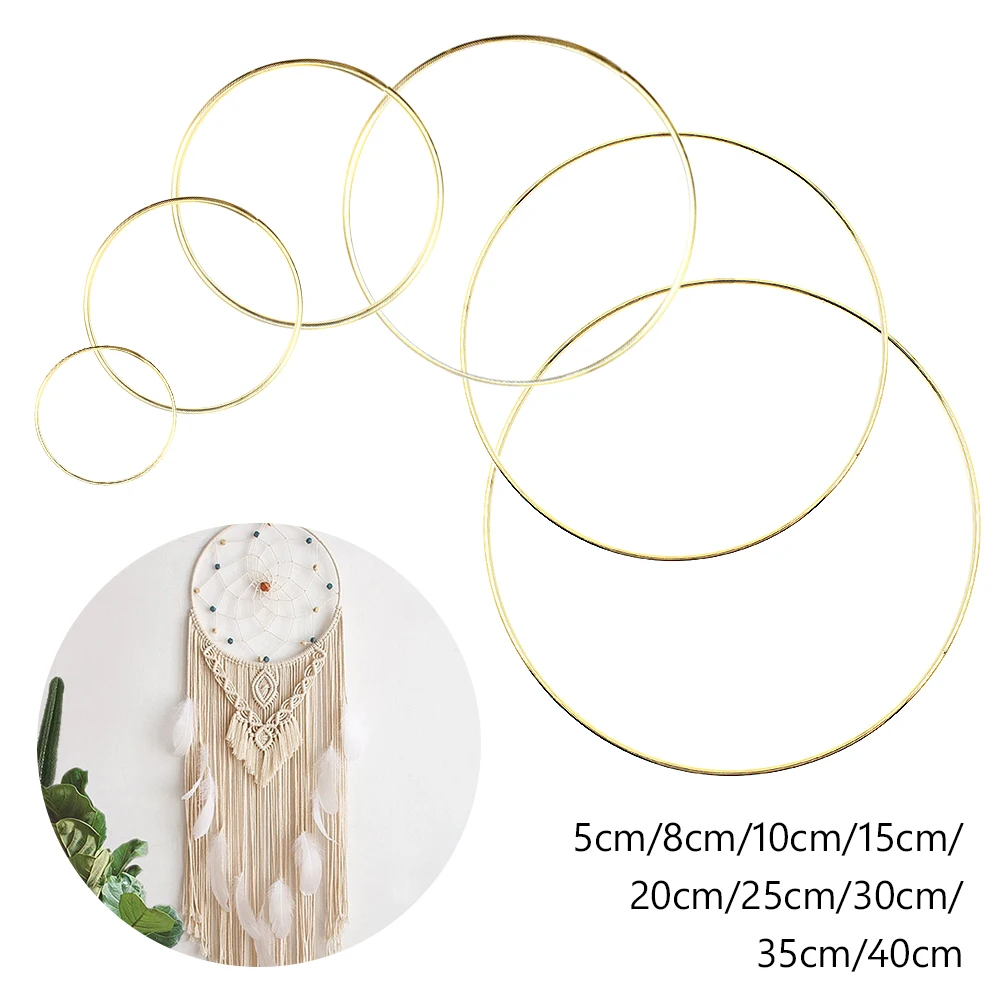 

5-40cm Gold Metal Hoop Hanging Wedding Decorations DIY Craft Wind Chimes Floral Wreath Bride Flowers Dream Catcher Accessories