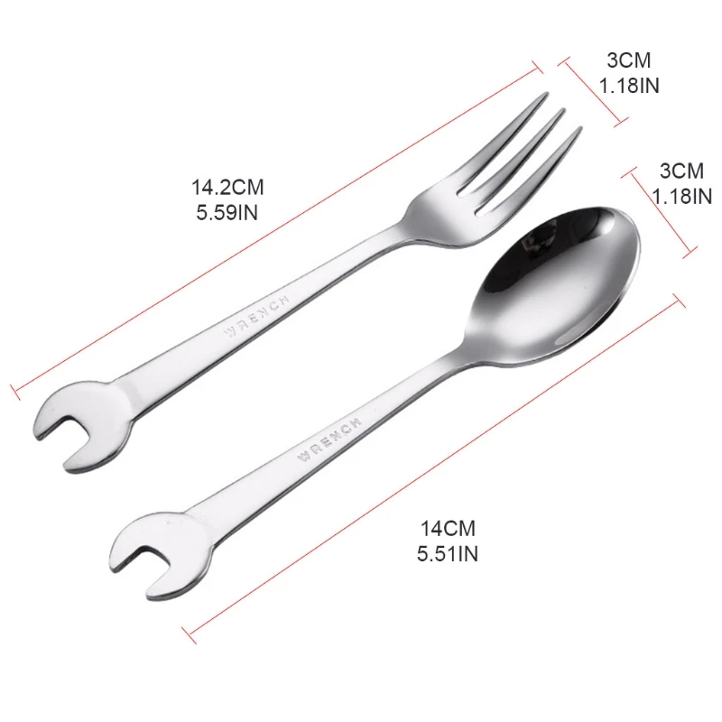 

304 Stainless Steel Spanner Spoon Fork Creative Wrench Shape Dinnerware Tableware Kitchen Cooking Accessories