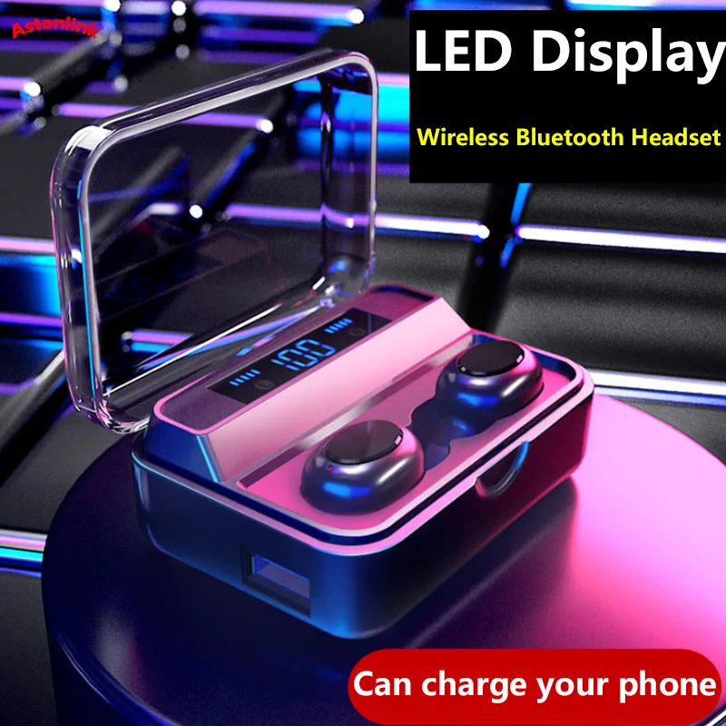 S590 TWS Bluetooth 5 0 спортивные наушники 9D стерео сенсорное управление СВЕТОДИОДНЫЙ