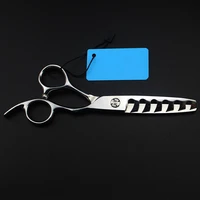 professional japan 440c steel 6 inch 6 teeth cut hair scissors salon barber makas haircut thinning shears hairdressing scissors