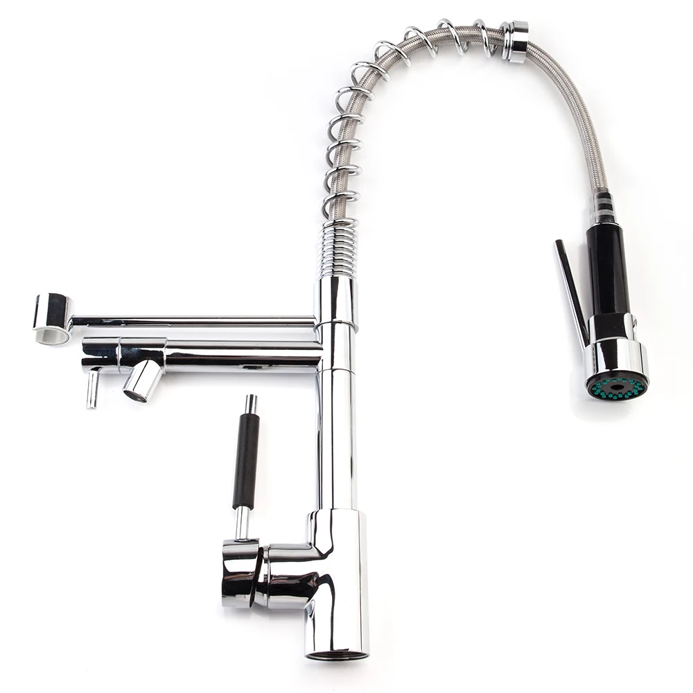 Весна кухня все медь двойной выход кран поворотный носик Pull вниз опрыскиватель
