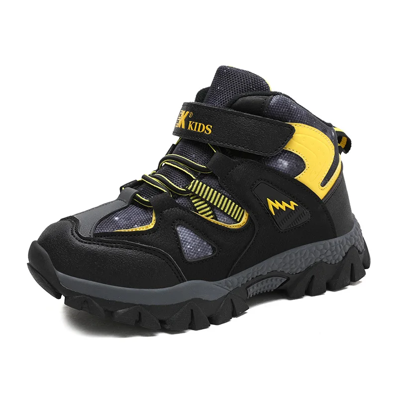 Black yellow Новые детские уличные спортивные походные ботинки для подростков, альпинистские треккинговые ботинки для мальчиков, Зимние ботильоны, Детские классические кроссовки - Цвет: Black yellow
