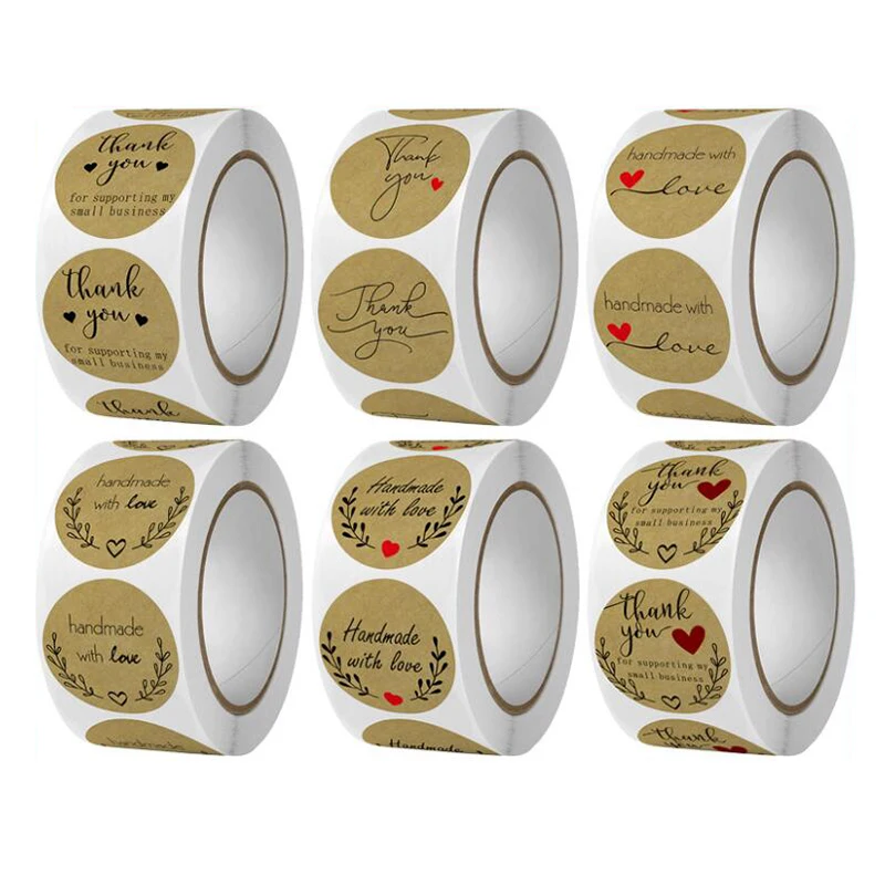 

500 шт./рулон, наклейки с надписью Thank You