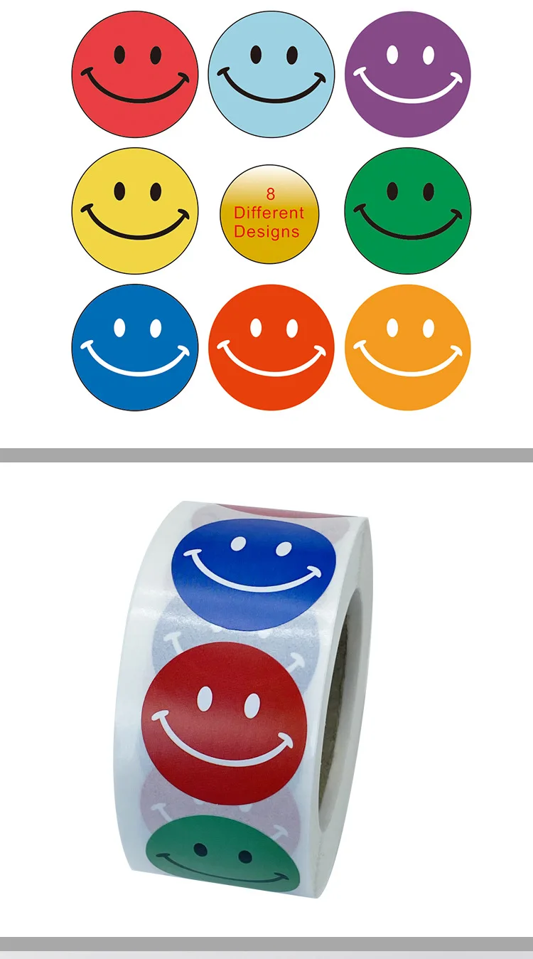 

2.5cm 500pcs/lot Cute Smiley Face Thank You Sticker Seal Paste Baking Dry Film Envelope Gift Wedding Birthday Special Stickers