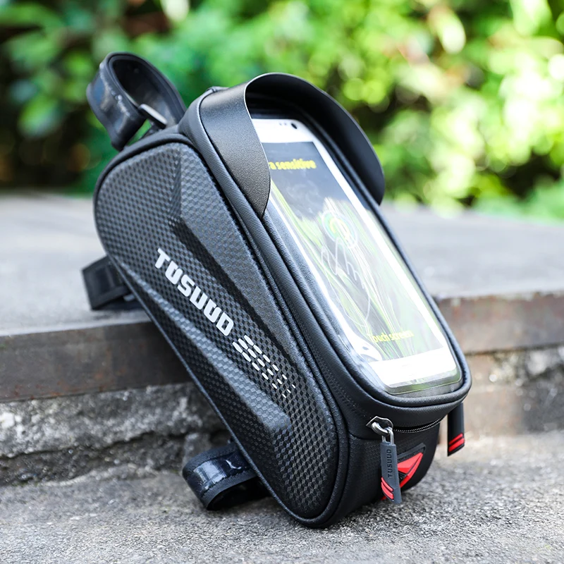 tosuod bike bag 1 8l frame front tube rainproof cycling bag bicycle waterproof phone case 8 inches touchscreen hard shell bag free global shipping