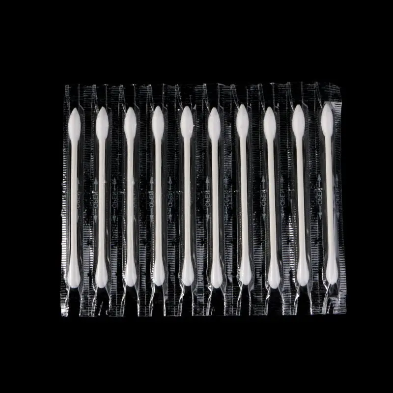 Одноразовые двухсторонние ватные тампоны индивидуально упакованы для