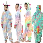 Пижама-кигуруми светящаяся в темноте, комбинезон для девочек с единорогом, пижама для детей от 4 до 12 лет, комбинезоны с капюшоном, кигуруми, единорог