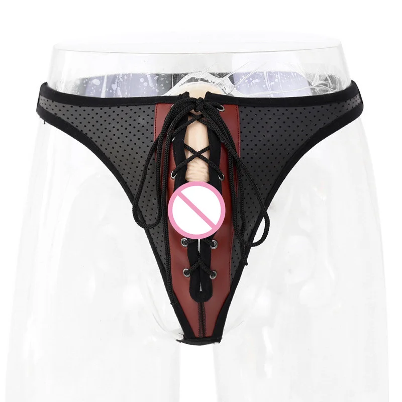 

Sexy Men Underwear Leather Patent Briefs Butt Hollow Out Gay Fetish Jockstrap Zipper Open Crotch Bondage Lingerie Male Sex Toy