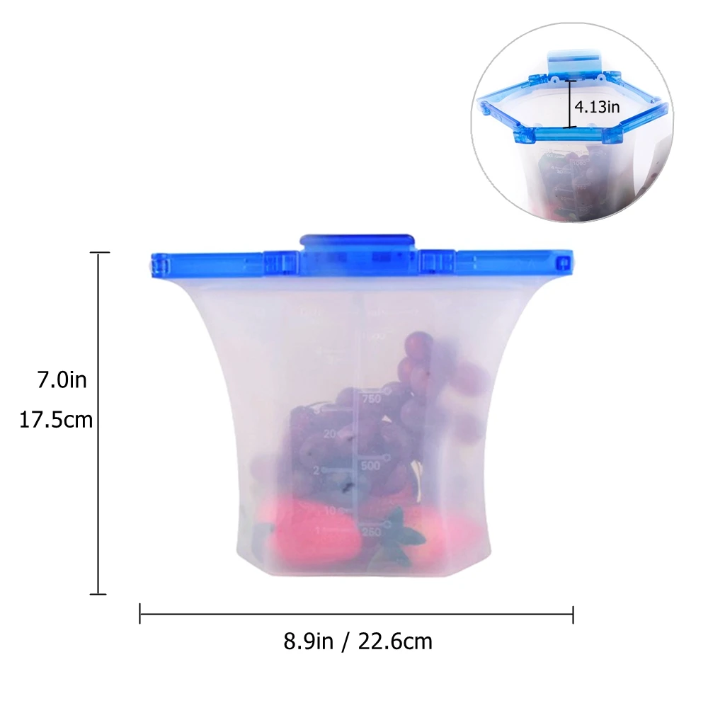 Новейшая многоразовая силиконовая сумка для хранения еды герметичные стоячие