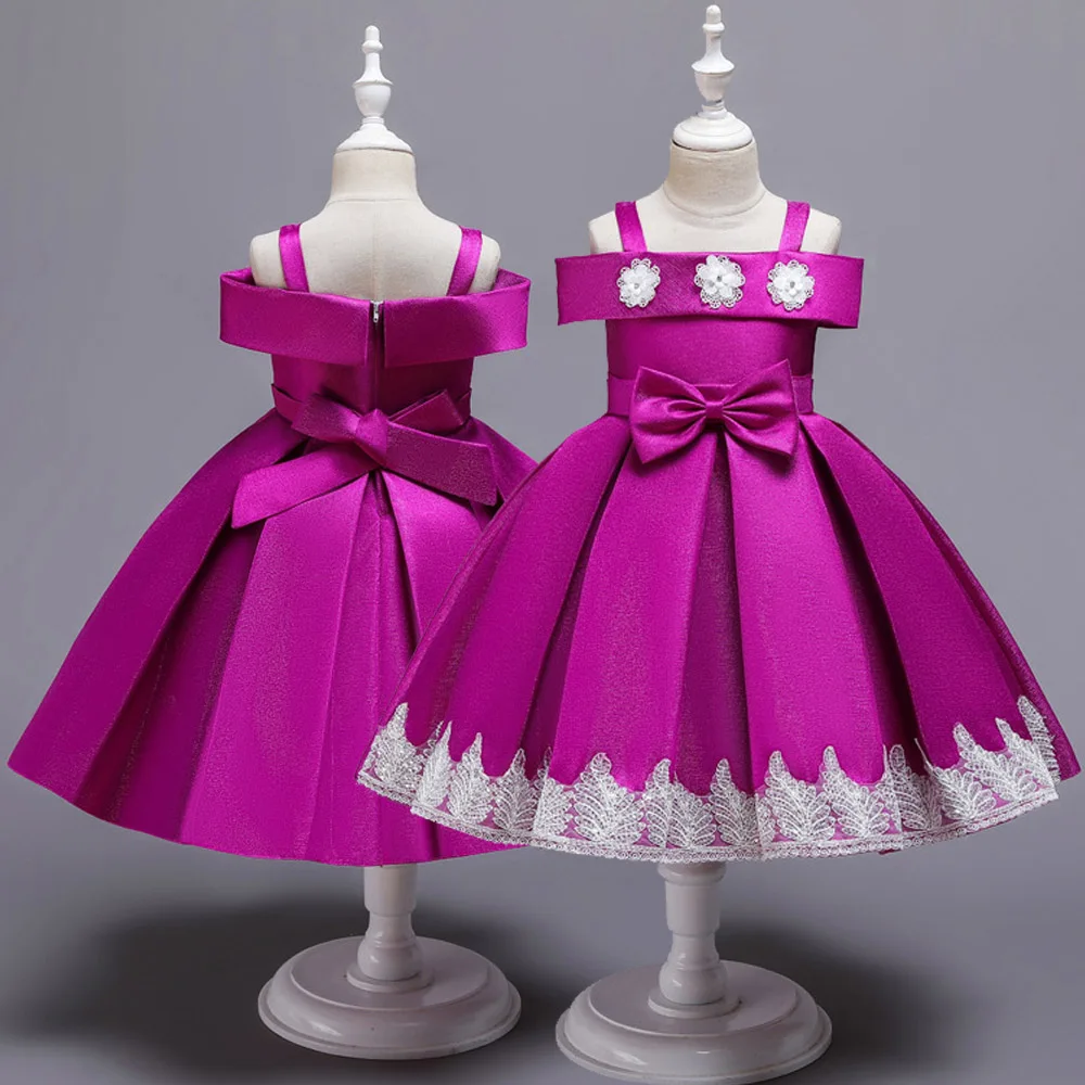 Elegant Girls Lace appliques off-shoulder Designs Children Wedding Birthday dress Formal Vestidos Frocks 8 10 12 14 Years | Детская