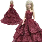 1 комплект, блестящая 4-слойная темно-красная кружевная Свадебная юбка, бальная одежда, аксессуары для кукол Барби, детская игрушка