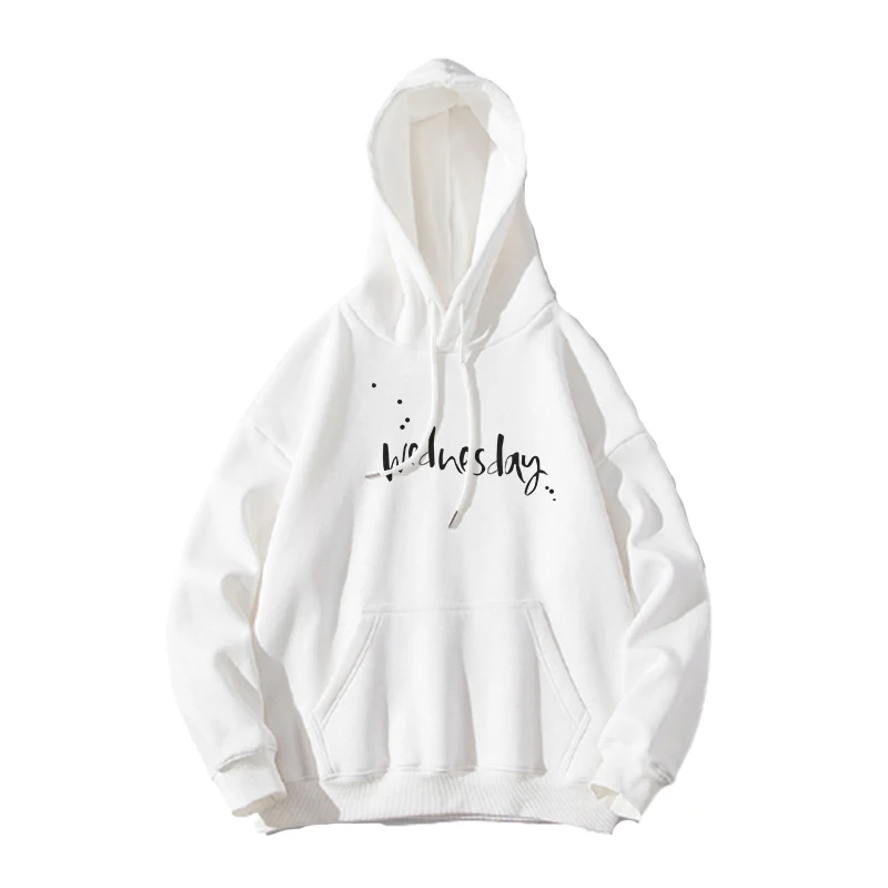 

Wednesday Letter Print Hoodies Women Sweatshirt Casual Pocket Long Sleeve Hooded Winter Woman 2020 Fashion Warm Hoodie Top Women