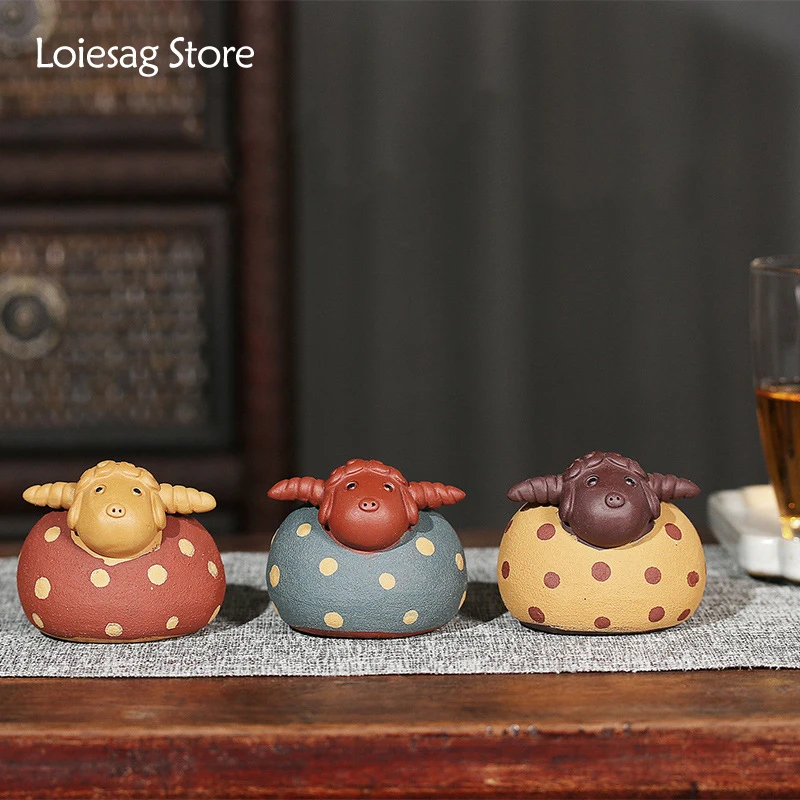 

Loiesag Yixing Cartoons Cute Little Sheep Purple Clay Tea Pets Zodiac Sculpture Decoration Tea Set Accessories Fine Mini Crafts