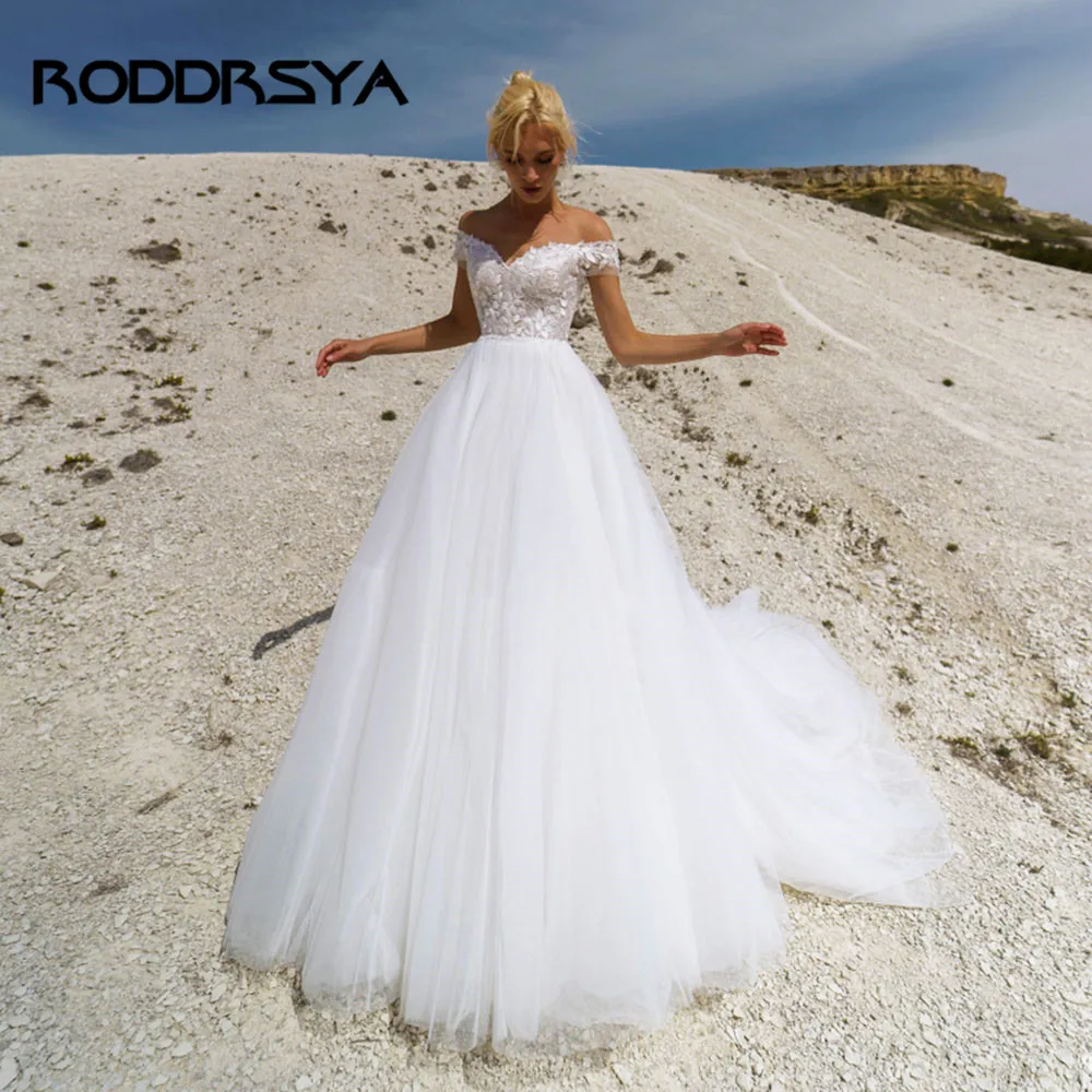 Белое Тюлевое свадебное платье RODDRSYA женское с открытыми плечами | Свадьбы и