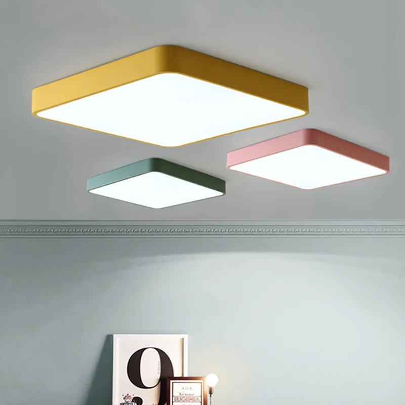 

Ultra Thin Square 5cm Colored Ceiling Lights High Brightness Ceiling Lamp Fixtures for Children's Room Lighting Kitchen Study