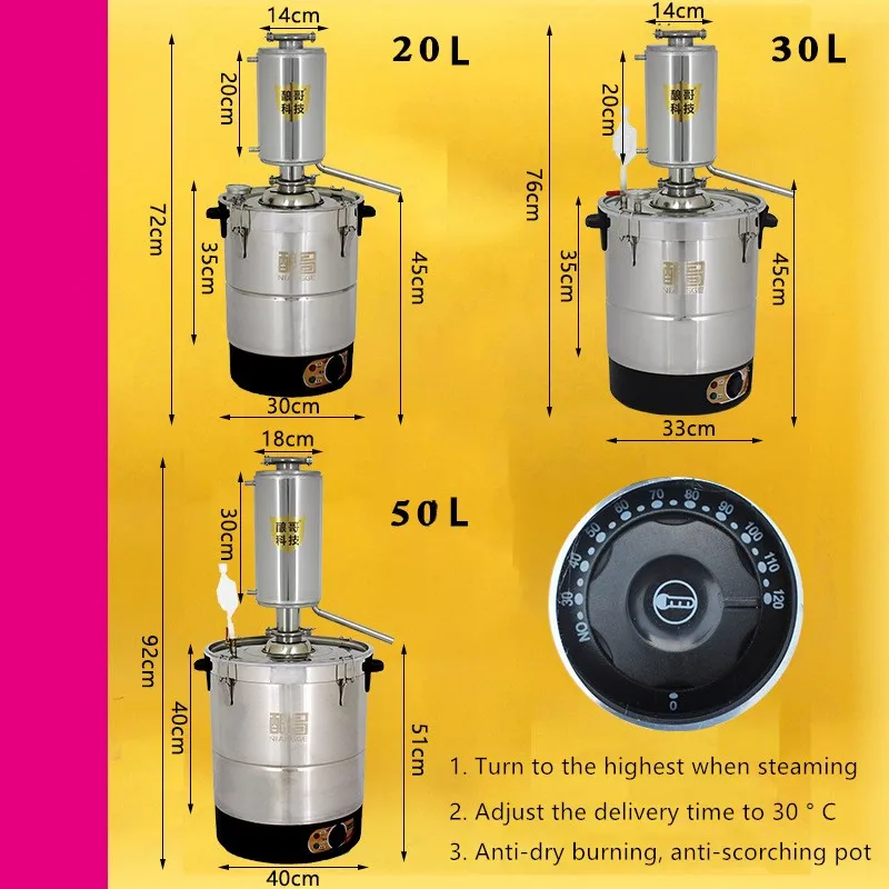 

20/30/50L DIY Home Distiller Electrical Alcohol Stainless Copper Water Wine Brewing Kit With Accessories