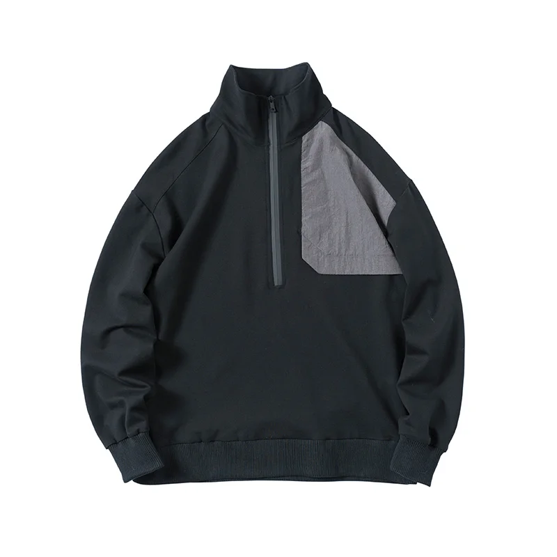 SILENTSTORM Techwear мужской черный пуловер на молнии оверсайз водолазка в стиле хип хоп