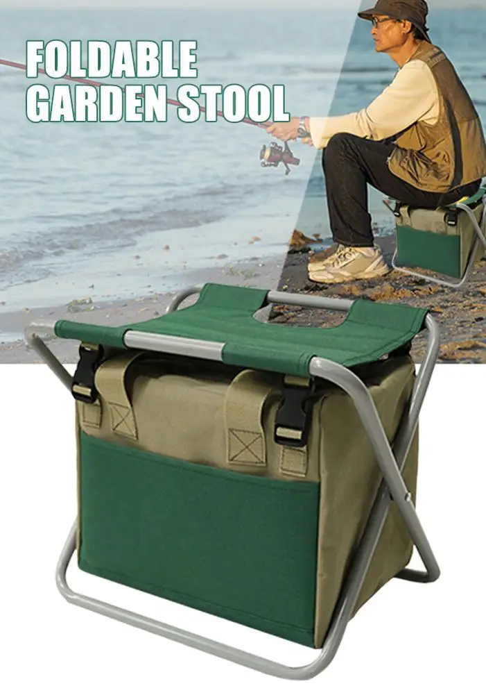Folding Camping Fishing Chair Stool Portable Tote Bag Cooler Insulated Picnic Hiking Seat Garden Tool Organizer | Дом и сад