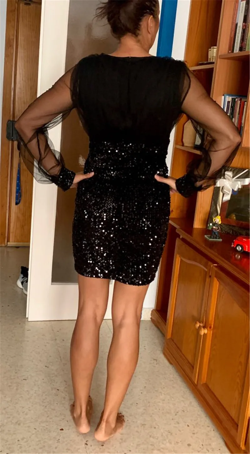 Блестящее Сетчатое лоскутное привлекательное облегающее дизайнерское платье с