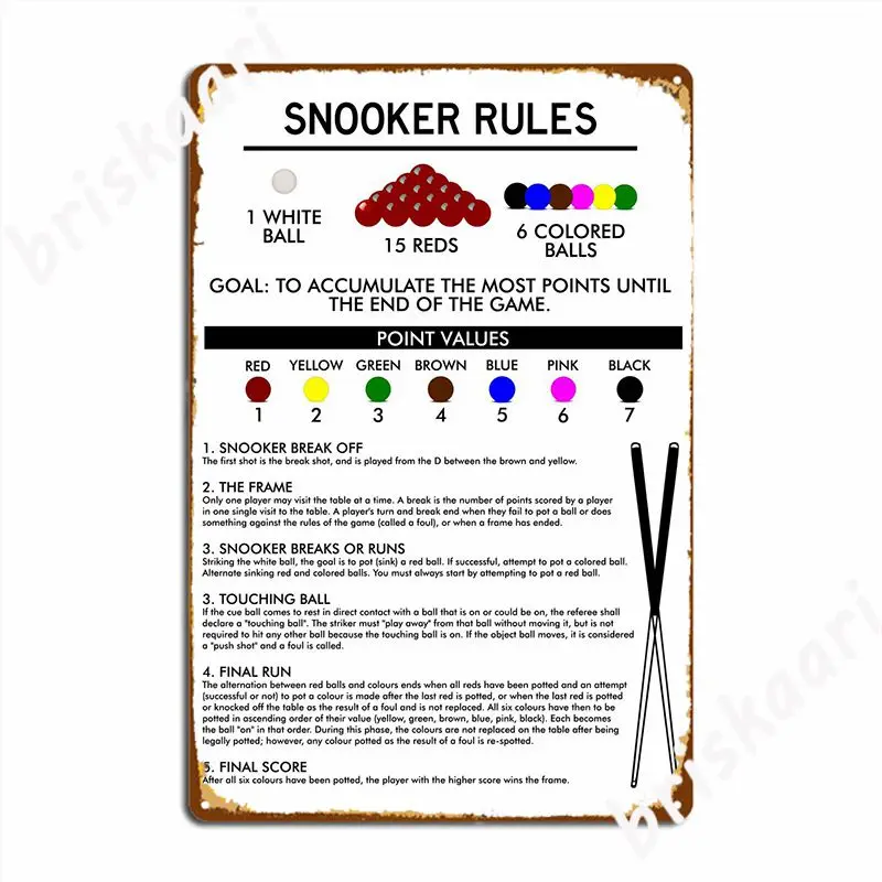 Металлическая вывеска Snooker Rules для кинотеатра гостиной вечерние ретро Настенный