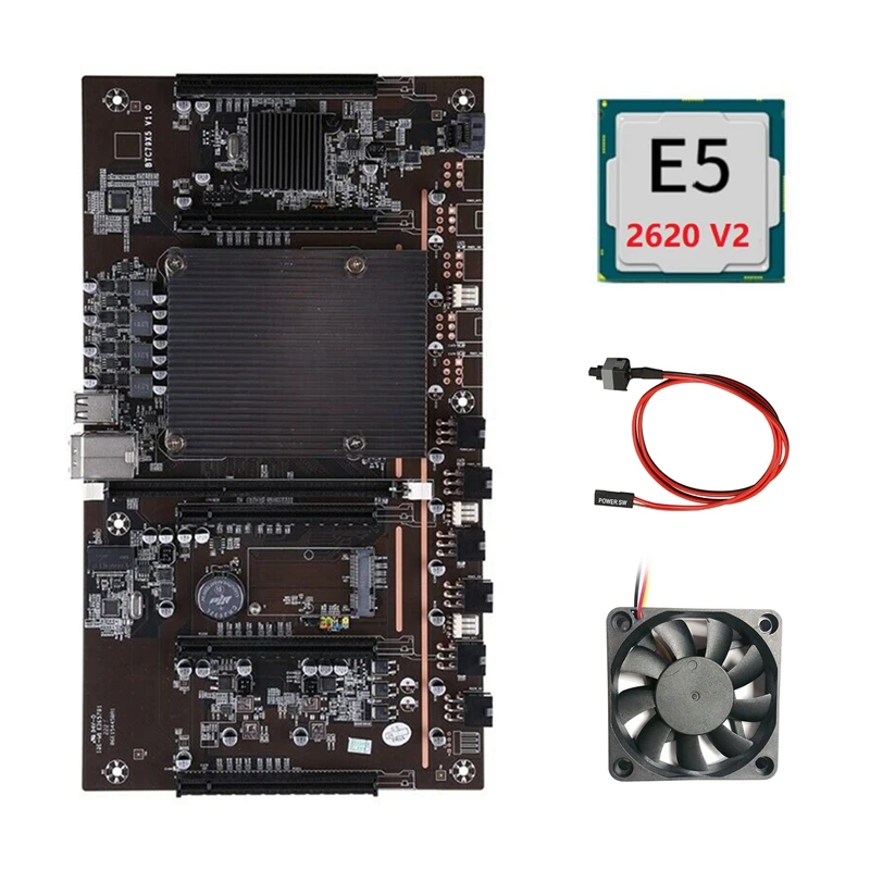 BTCX79 H61 Mining Motherboard with E5 2620 V2 CPU+Fan+Switch Cable DDR3 Support 3060 3070 3080 Graphics Card for BTC | Компьютеры и