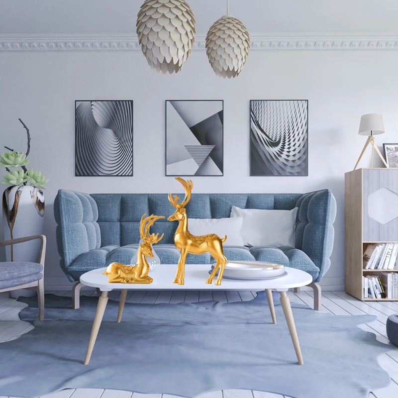 

2 Pcs Reindeer Ornaments Resin Statues Deer Figurines Sculptures Home Table Decoration