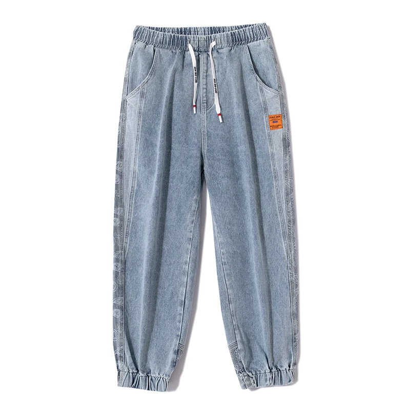 

2021 new spring and autumn men's elastic belt jeans fashion harem pants loose plus-size leggings high-quality men's jeans