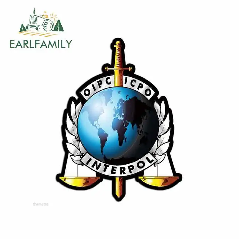 Style A EARLFAMILY, 13 см x 10 см, для полиции, Интерпол, Oipc, логотип, знак, сделай сам, тонкая наклейка, забавные наклейки на автомобиль, RV, фургон, бампер, багажник, грузовик, графика - Название цвета: Style A