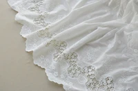 high quality cotton fabric crochet eyelet floral embroidery lace in off white for evening dress overlay costume home decor