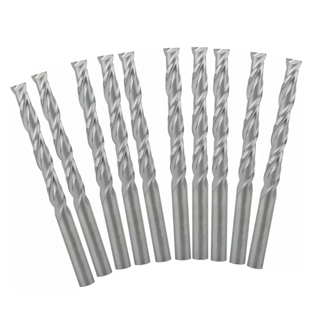 

10pcs 3.175x22mm Double Flute Spiral Cutter CNC Router Bits Wood Acrylic Drill