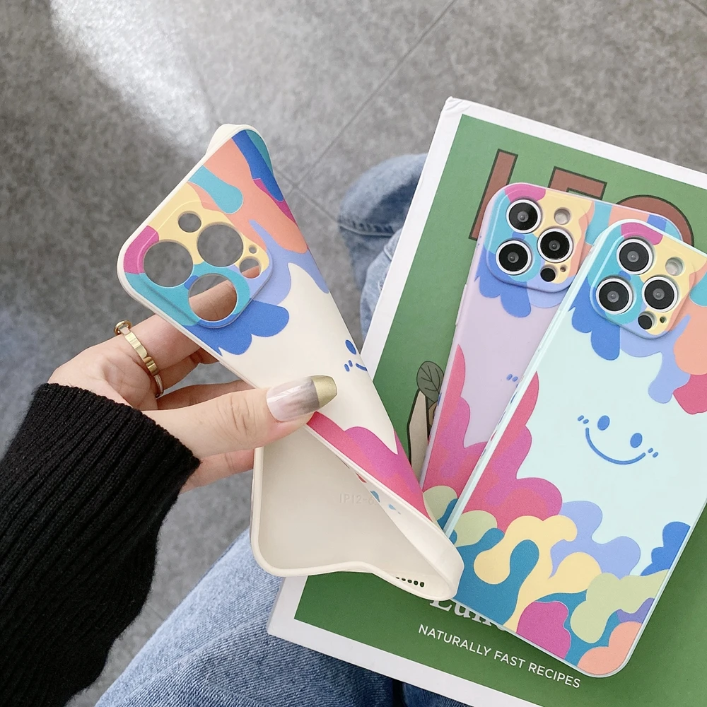 summer ice cream smile face phone case for iphone 12 mini 13 11 pro max x xr xs max 7 8 plus se 2 luxury cartoon silicone cover free global shipping