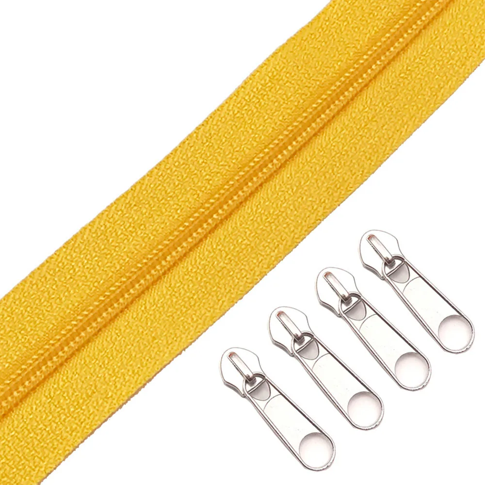 111 Yellow 3 м 3# нейлоновые катушки молнии навалом с 5 шт. молнии слайдер-для костюма, одежды, других рукоделия - Цвет: 111 Yellow