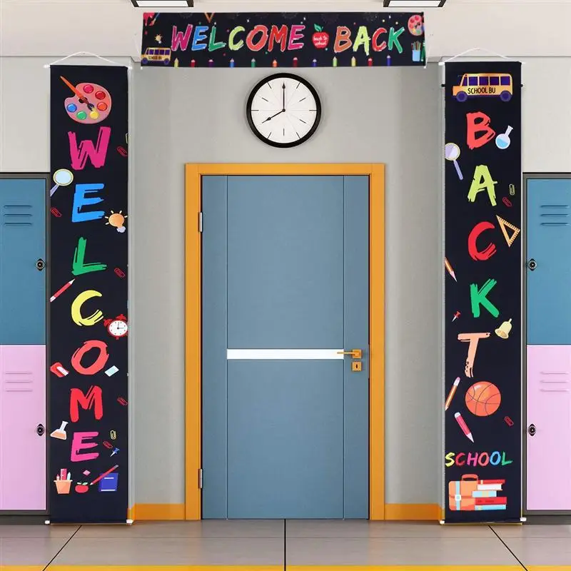 

3 Pcs Welcome Back Banner Prime High Quality Sturdy Durable Back To School Couplets Backdrop School for Door Wall
