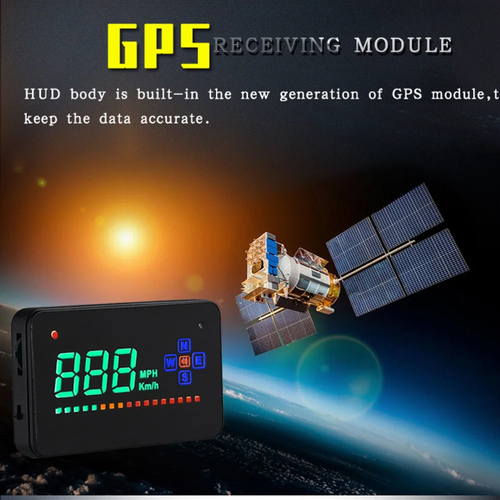 

New Head Display Digital Universal Car HUD Speedmeter Over Reminder MPH (Black)